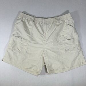 AFTCO Mens Cream Original Fishing Shorts‎ Cargo Elastic Waist Outdoors Size 46